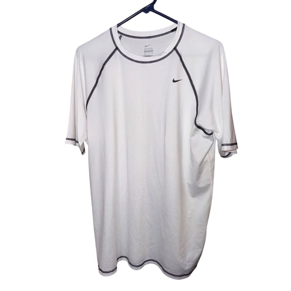 Nike T-Shirt XL White Mens Raglan Short Sleeve Contrast Stitch Activewear Top